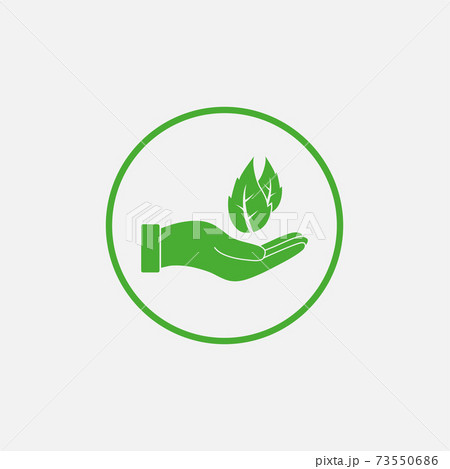 Leaf in hand icon. Vector illustration, flat design 73550686