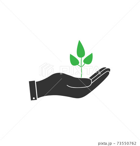 Sprout in hand icon, plant in hand icon. Sprout in hand icon, plant in hand icon. 73550762