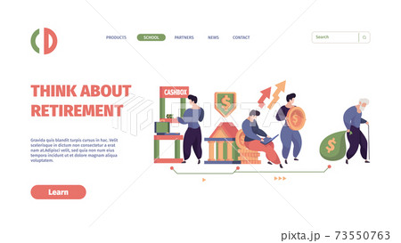 Social payments landing. Bank deposit safe financial service garish vector web page template 73550763