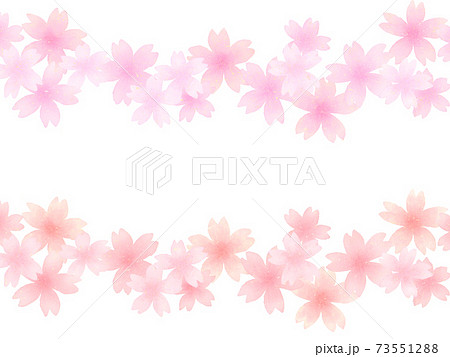 ピンクとレッド 2色の桜ラインセットのイラスト素材