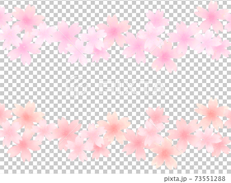 ピンクとレッド 2色の桜ラインセットのイラスト素材