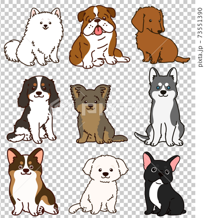 A simple and cute dog illustration set D with a... - Stock ...