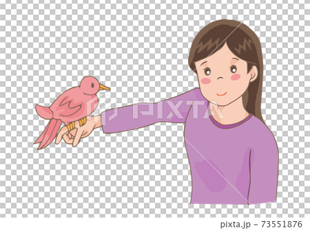 Girl with a bird in her hand Girl with a bird in her hand 73551876