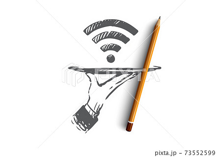 Provider, wi-fi, internet, network, access concept. Hand drawn isolated vector. 73552599