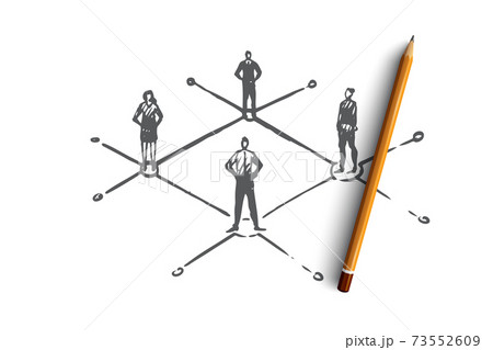 Networking, people, connection, internet, social concept. Hand drawn isolated vector. 73552609