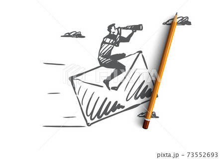 Contact us, mail, customer, service concept. Hand drawn isolated vector. 73552693