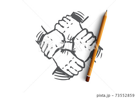 Team spirit, together, connection, partnership concept. Hand drawn isolated vector. 73552859