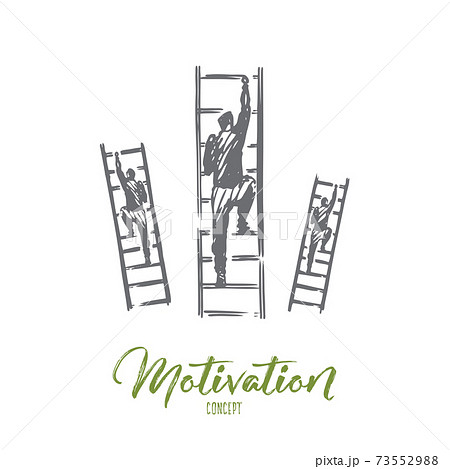 Motivation, stairs, success, career, goal concept. Hand drawn isolated vector. Motivation, stairs, success, career, goal concept. Hand drawn isolated vector. 73552988