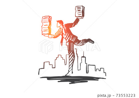 Business balance, businessman, management, career concept. Hand drawn isolated vector. Business balance, businessman, management, career concept. Hand drawn isolated vector. 73553223