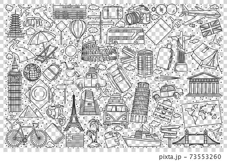Travel doodle set 73553260