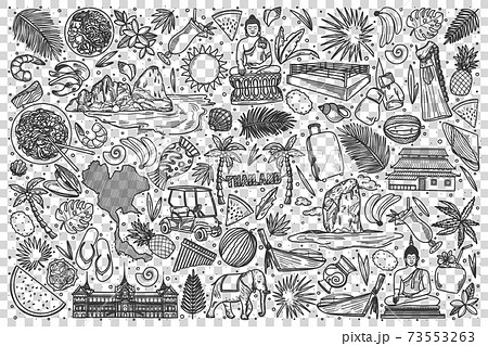 Thailand doodle set 73553263