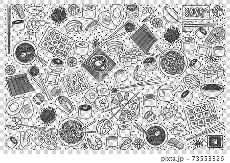Japanese food doodle set 73553326