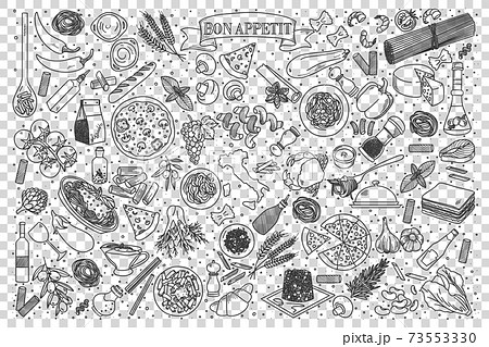 Italian food doodle set 73553330