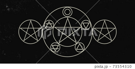 Pentacles isolated on dark background Pentacles isolated on dark background 73554310