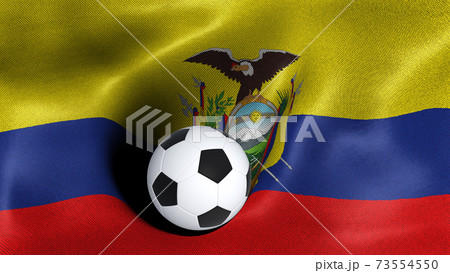 3D rendering of the flag of Ecuador with a soccer ball 73554550
