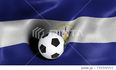 3D rendering of the flag of El Salvador with a soccer ball 73554551