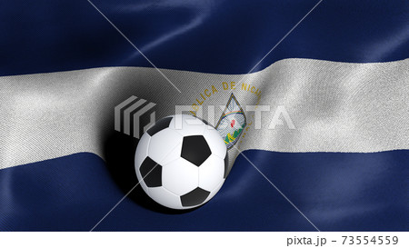 3D rendering of the flag of Nicaragua with a soccer ball 73554559