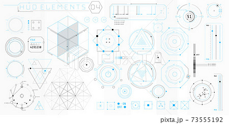 A set of HUD geometric elements for a futuristic interface. A set of HUD geometric elements for a futuristic interface. 73555192