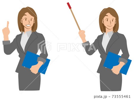 指示棒 指差し ビジネスウーマンのイラスト素材