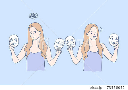 Mask, opposite emotions set concept 73556052