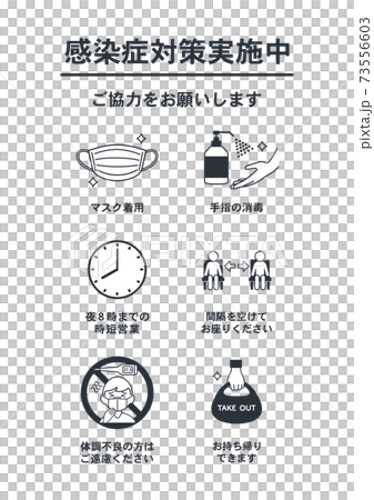 Icon poster for restaurants and new coronavirus infection countermeasures 73556603