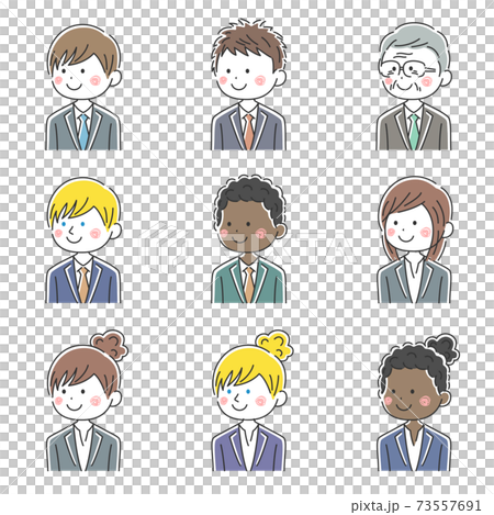 いろんな人種の笑顔のビジネスマンのイラストセットのイラスト素材