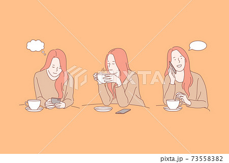 Communication, addiction, speech bubble, social media set concept Communication, addiction, speech bubble, social media set concept 73558382