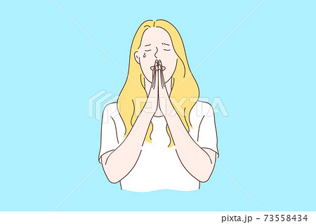 Praying, asking for God help concept 73558434