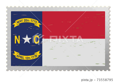 North Carolina US flag on old postage stamp, vector 73558795