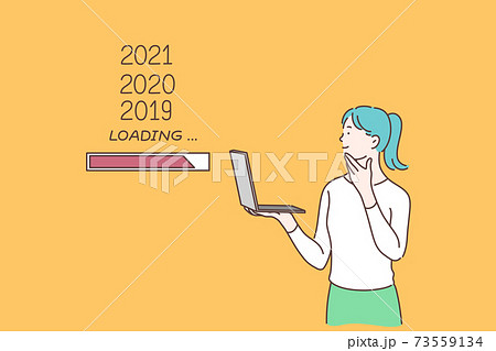 2020 New Year waiting, 2019 loading bar, planning for future, time flow concept. 2020 New Year waiting, 2019 loading bar, planning for future, time flow concept. 73559134