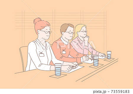 Negotiations, jury, cooperation, deal discussion concept 73559183