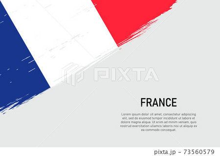 Grunge styled brush stroke background with flag of France 73560579
