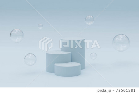soft blue podiums product presentation showcase 3d render illustration 73561581