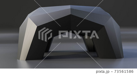 dark metallic futuristic architecture building 3d render illustration 73561586