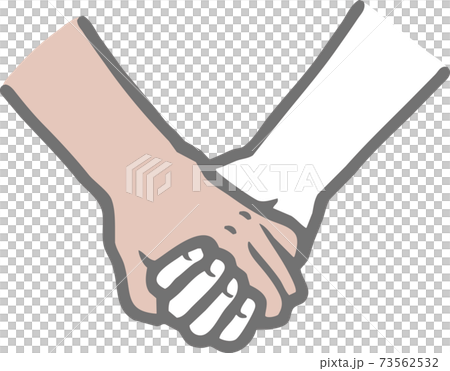 Illustration material that white hand and black hand hold hands 73562532