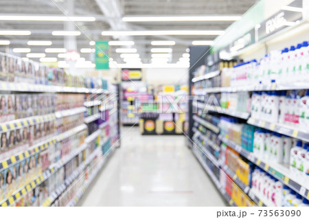 Abstract blurred supermarket and many products on the shelves, Background image in supermarket , wide variety of products are placed on the shelves for an orderly display. Abstract blurred supermarket and many products on the shelves, Background image in supermarket , wide variety of products are placed on the shelves for an orderly display. 73563090