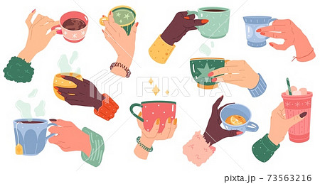 Woman Hands With Beverage Cups Female Arms のイラスト素材