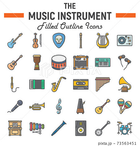Music instruments filled outline icon set 73563451