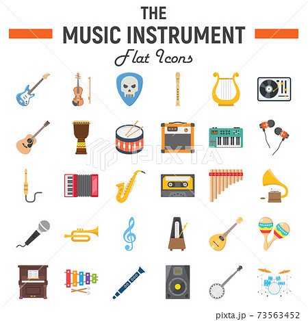 Music instruments flat icon set, audio symbols 73563452