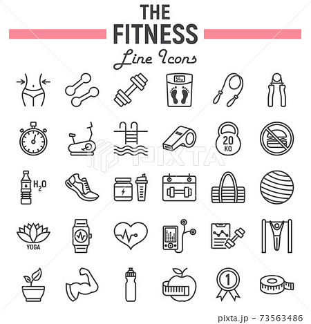 Fitness line icon set, sport symbols collection 73563486
