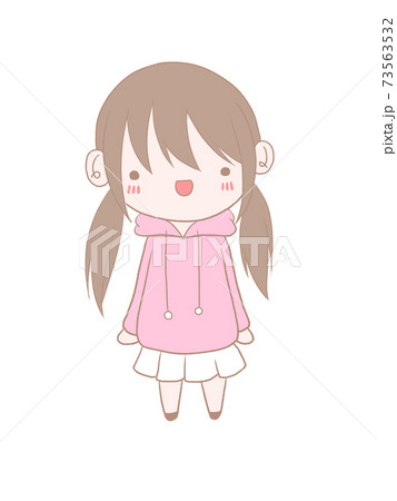 パーカーの女の子のイラスト素材