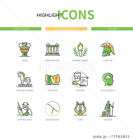 Ancient Greece - modern line design style icons set 73563831