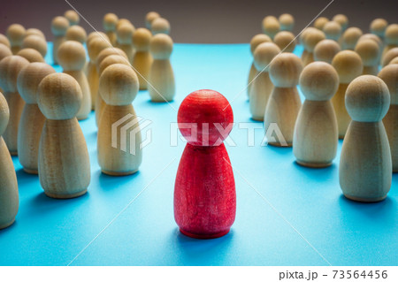 Red figure stand out from the crowd and leader concept. 73564456