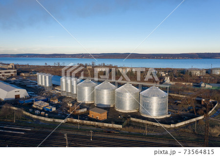 Granary near the railway aerial view Granary near the railway aerial view 73564815