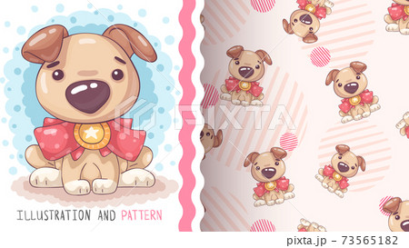 Dog with medal - seamless pattern 73565182