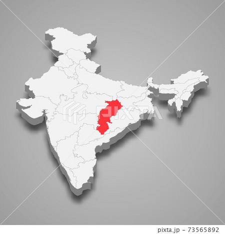 Chhattisgarh state location within India 3d map 73565892
