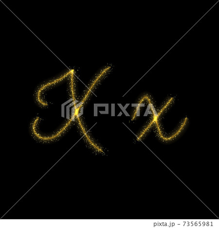 Gold glitter letter X, star sparkle trail font 73565981