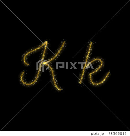 Gold glitter letter K, star sparkle trail font 73566015