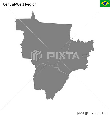 High Quality map Central-West region of Brazil, with borders 73566199