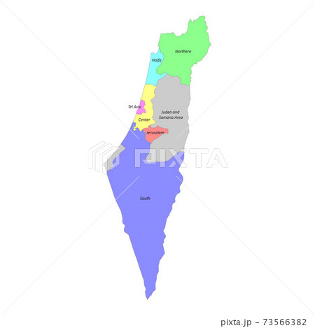 High quality labeled map of with Israel borders of the regions 73566382